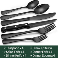 Schwarzes Besteck-Set 24-teilig – Komplett für 4 Personen