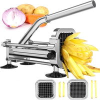 Pommes-Schneider aus Edelstahl mit 2 auswechselbaren Schneideinsätzen