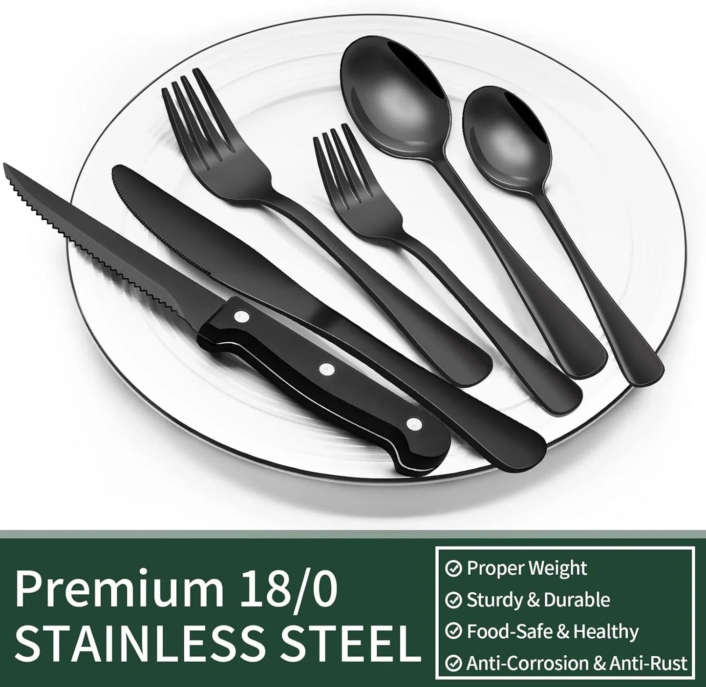 Schwarzes Besteck-Set 24-teilig – Komplett für 4 Personen