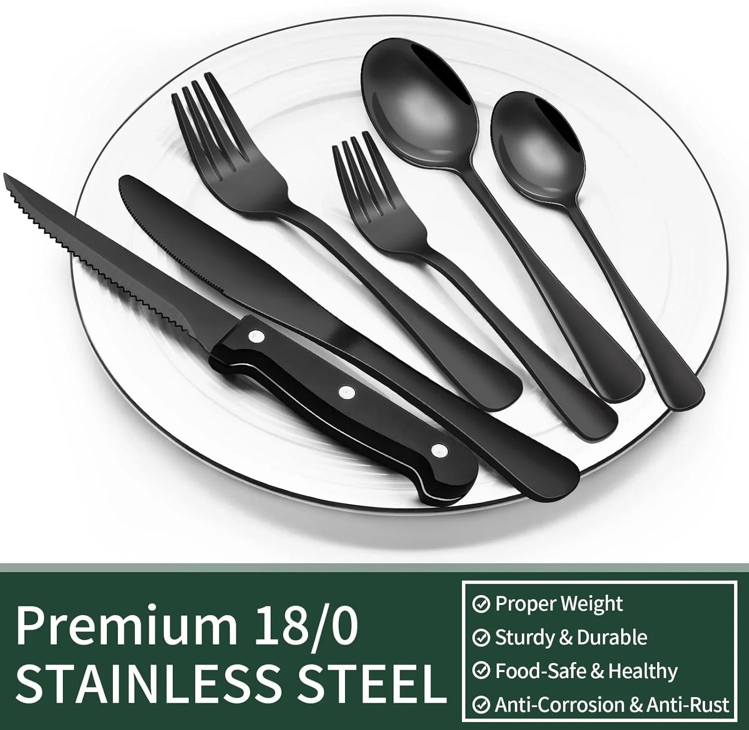 Schwarzes Besteck-Set 24-teilig – Komplett für 4 Personen