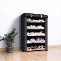 Schuhschrank mit Stoffbezug und Stahlgestell – 6 oder 8 Ebenen