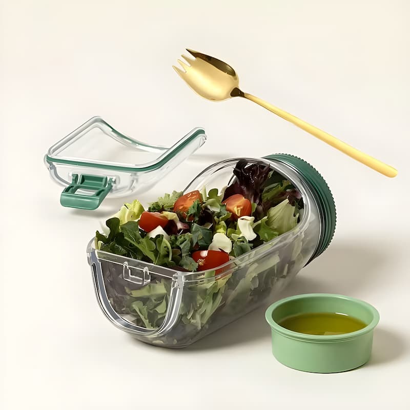 Glas-Salatbehälter mit Deckel – Frische Zutaten, kein matschiger Salat