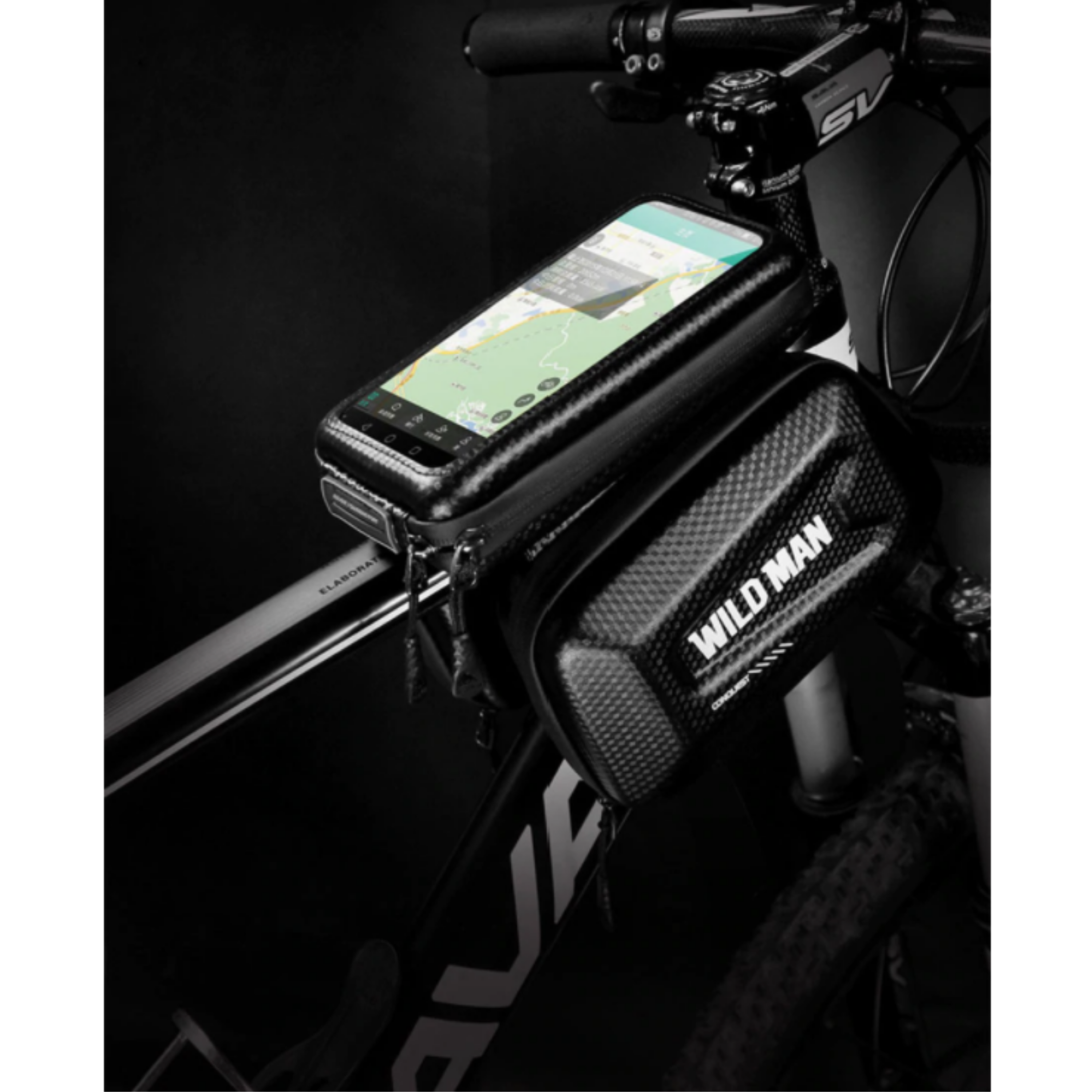 Fahrrad-Rahmentasche mit Handy-Fenster – Wasserdichtes Hardcase