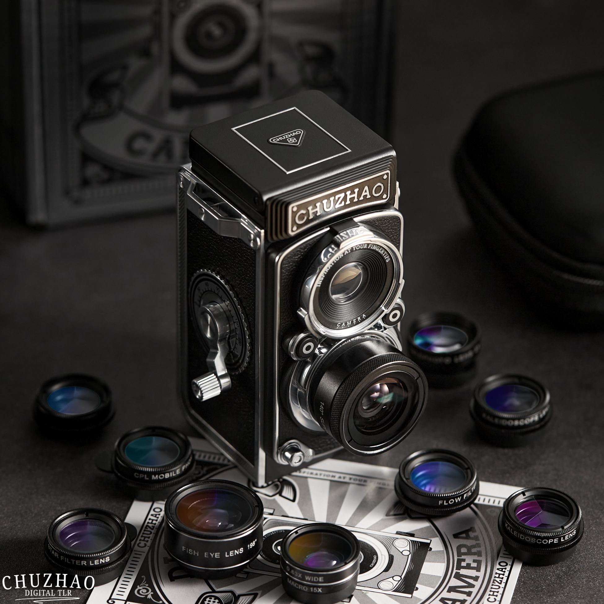 Digitalkamera im Vintage-Stil 12MP mit Wechselobjektiven