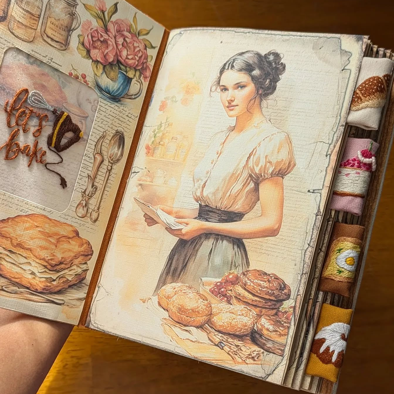Handgefertigtes Rezeptbuch – Spritzwassergeschützte Seiten & bestickter Einband