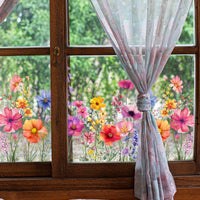 Fensteraufkleber mit Blumen- und Schmetterlingmotiven