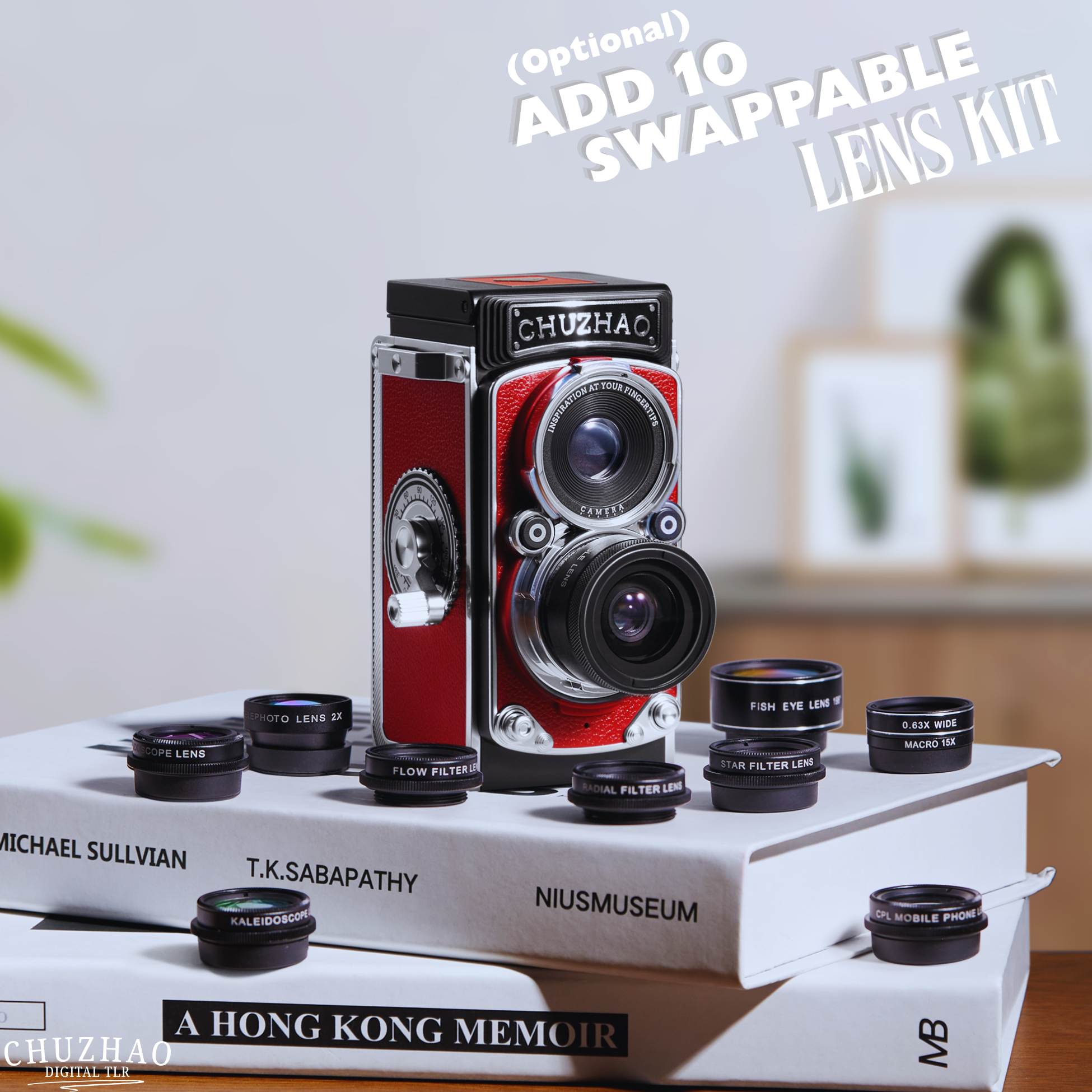 Digitalkamera im Vintage-Stil 12MP mit Wechselobjektiven