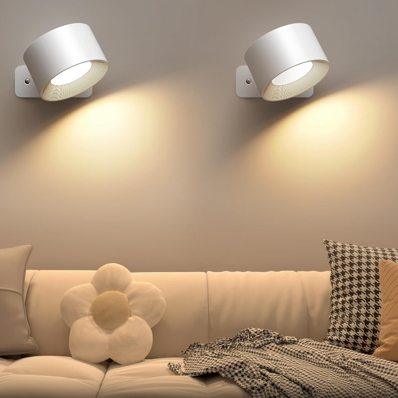 Wiederaufladbare LED-Wandleuchte mit 360°-Schwenkkopf – Touch-Bedienung, Keine Verkabelung
