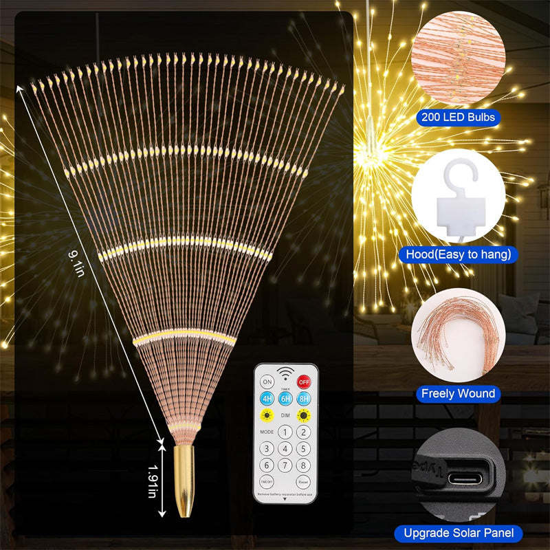 Solar-Feuerwerkslichter – Automatische LED-Dekoration für den Außenbereich