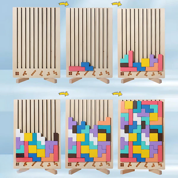 Holz-Tetris-Puzzle – Buntes Bauspiel ab 5 Jahren