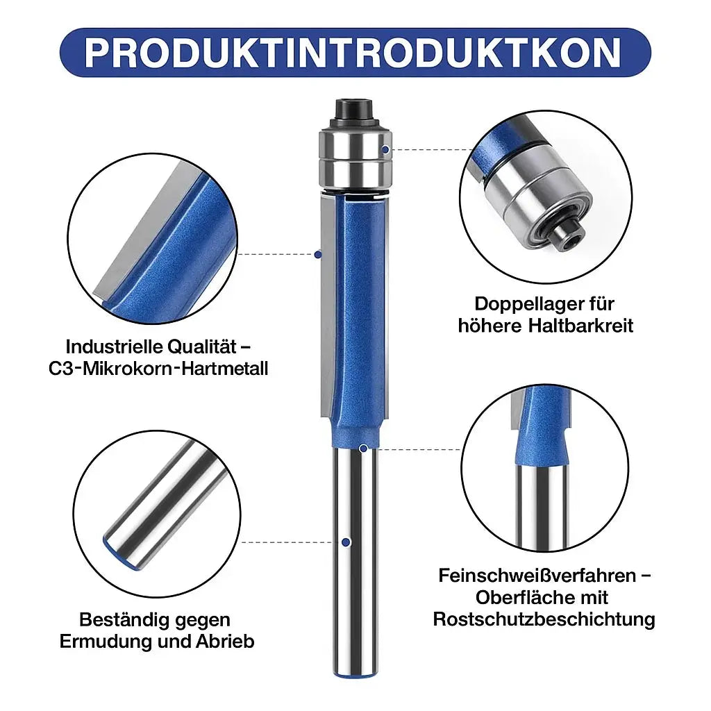 Bündiger Fräser-Set 4-teilig – Saubere Kanten auf jedem Material