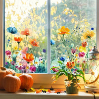 Fensteraufkleber mit Blumen- und Schmetterlingmotiven