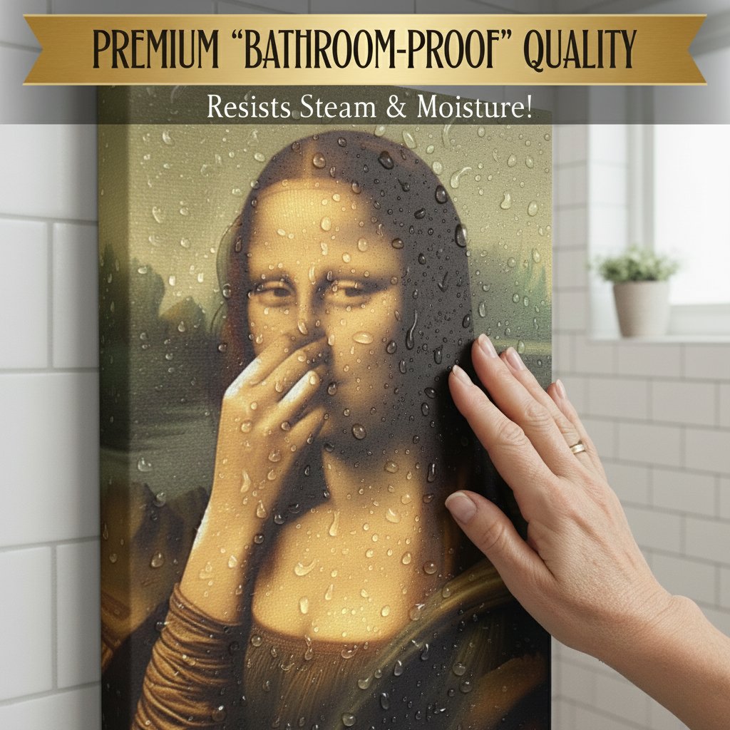 Badezimmer-Leinwandbild – Humorvoller Renaissance-Damen-Druck
