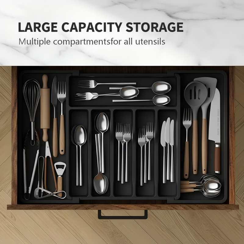 Ausziehbarer Besteck-Schubladenorganizer – Verstellbar 33–57 cm