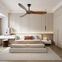 Holz-Deckenventilator mit Fernbedienung – Leise & Energieeffizient