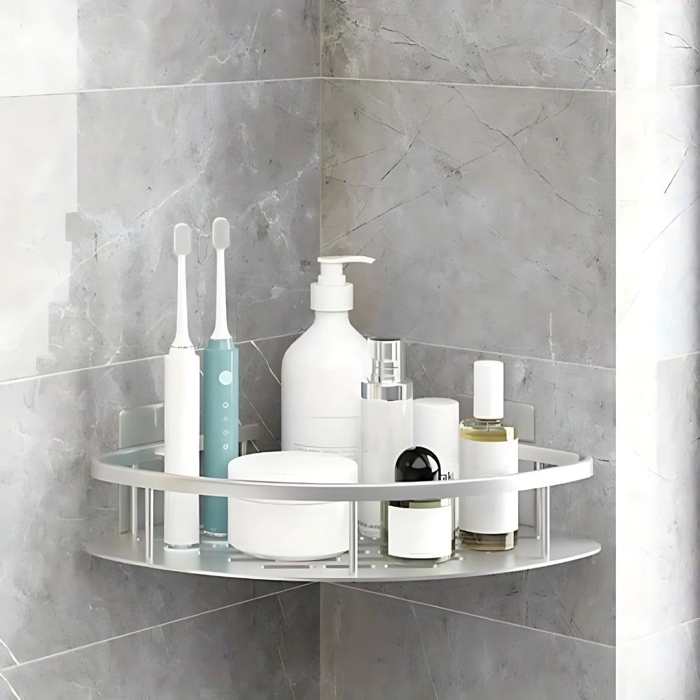 Eck-Duschregal – Bohrloses Aluminium-Wandregal für Bad & Dusche