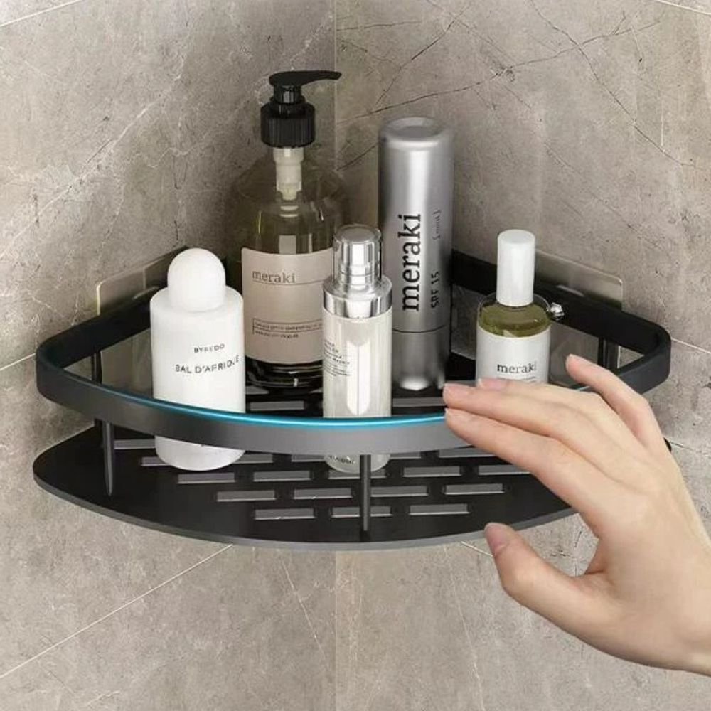 Eck-Duschregal – Bohrloses Aluminium-Wandregal für Bad & Dusche