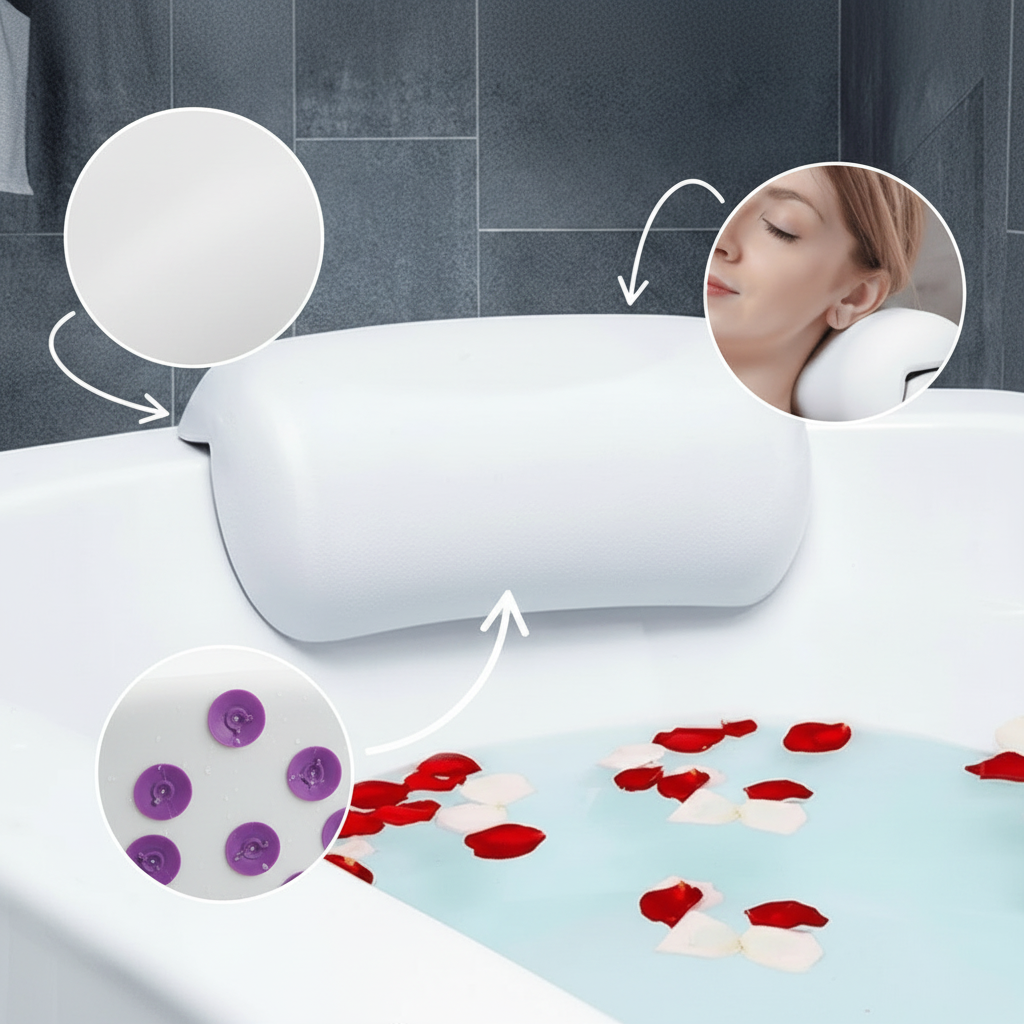 Badewannenkissen mit Saugnapf – Stütze für Kopf & Nacken
