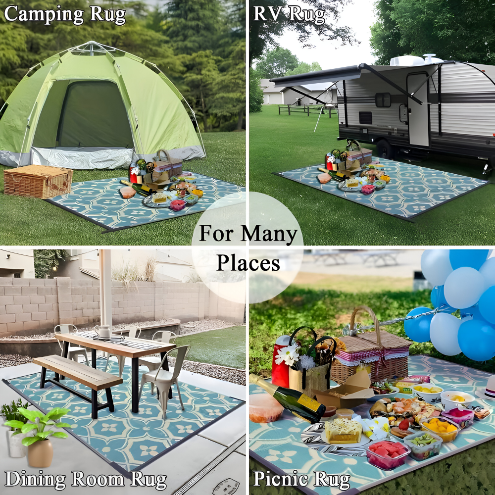 Outdoor-Teppich faltbar – Geometrisches Muster, wetterfest