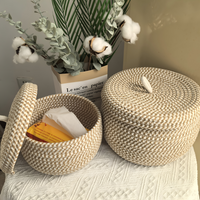 Gewebter Aufbewahrungskorb mit Deckel – Boho Rund Design