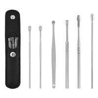 Ohrenreinigungs-Set mit 6 Edelstahlwerkzeugen und Lederetui