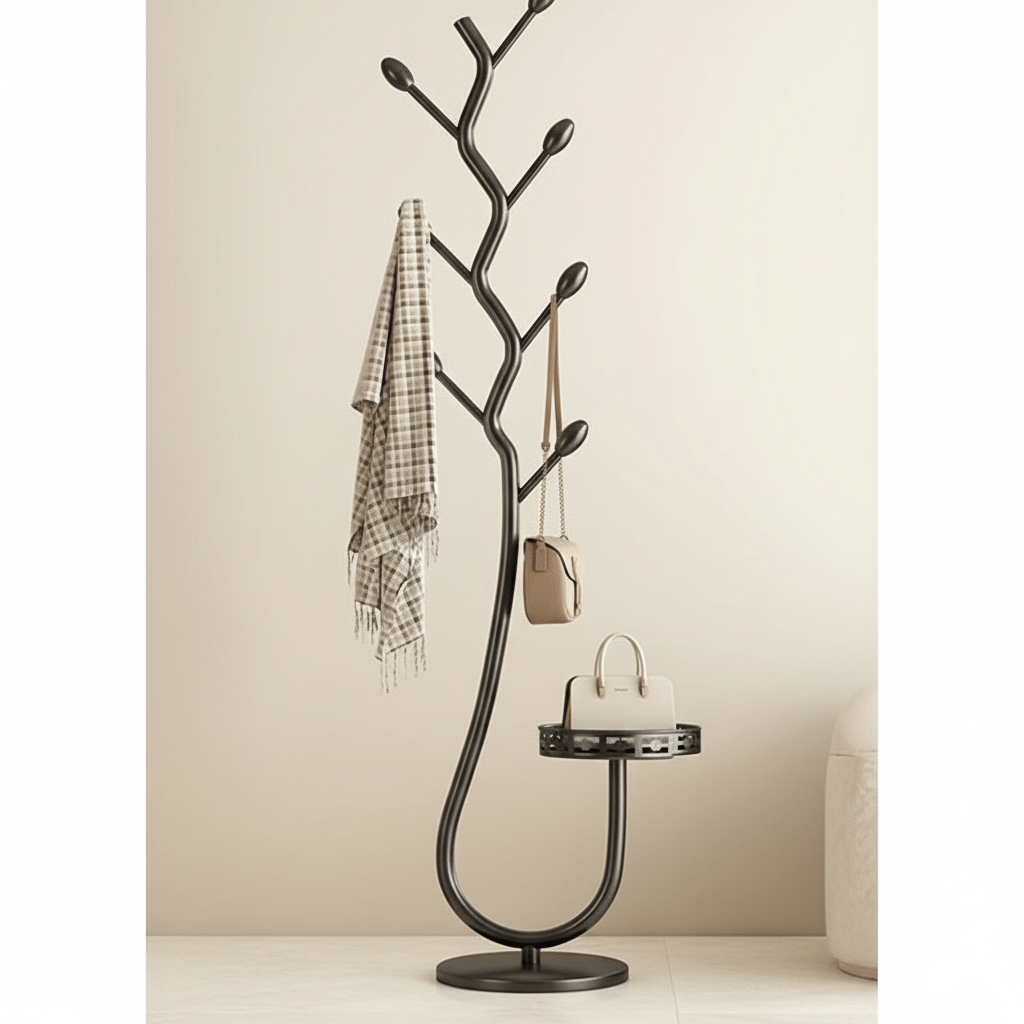 Skandinavischer Massivholz-Garderobenständer – 175 cm