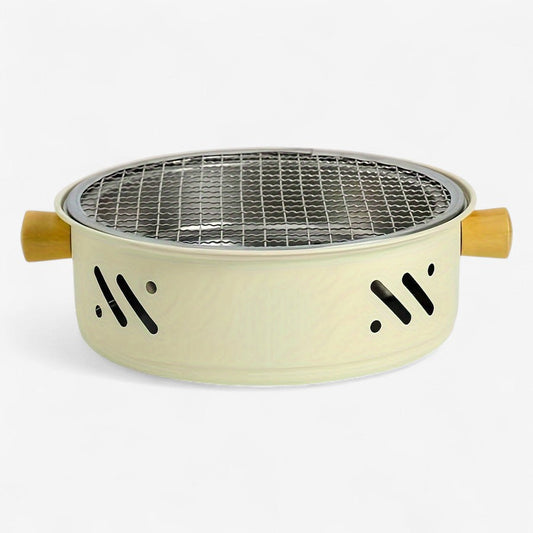 Tragbarer Tisch-Holzkohlegrill mit Holzgriffen – 28 cm
