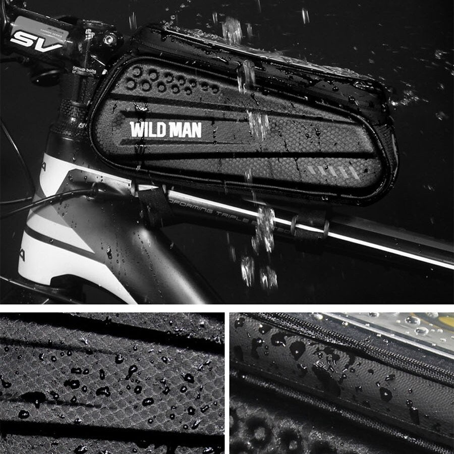 Fahrrad-Rahmentasche mit Handy-Fenster – Wasserdichtes Hardcase
