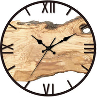 Holz-Wanduhr mit Harzdetails und römischen Ziffern – 30 cm