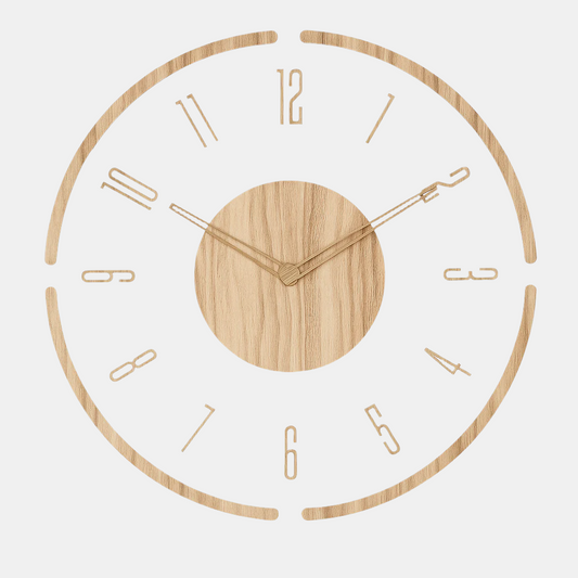 Runde Wanduhr aus Holz mit lautlosem Uhrwerk