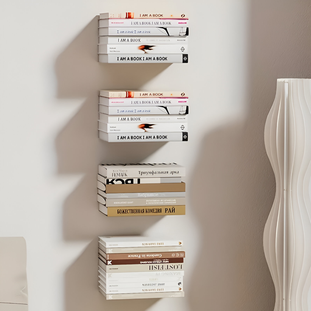 Unsichtbares Schweberegal – Bücher schweben frei an der Wand – 2er-Set