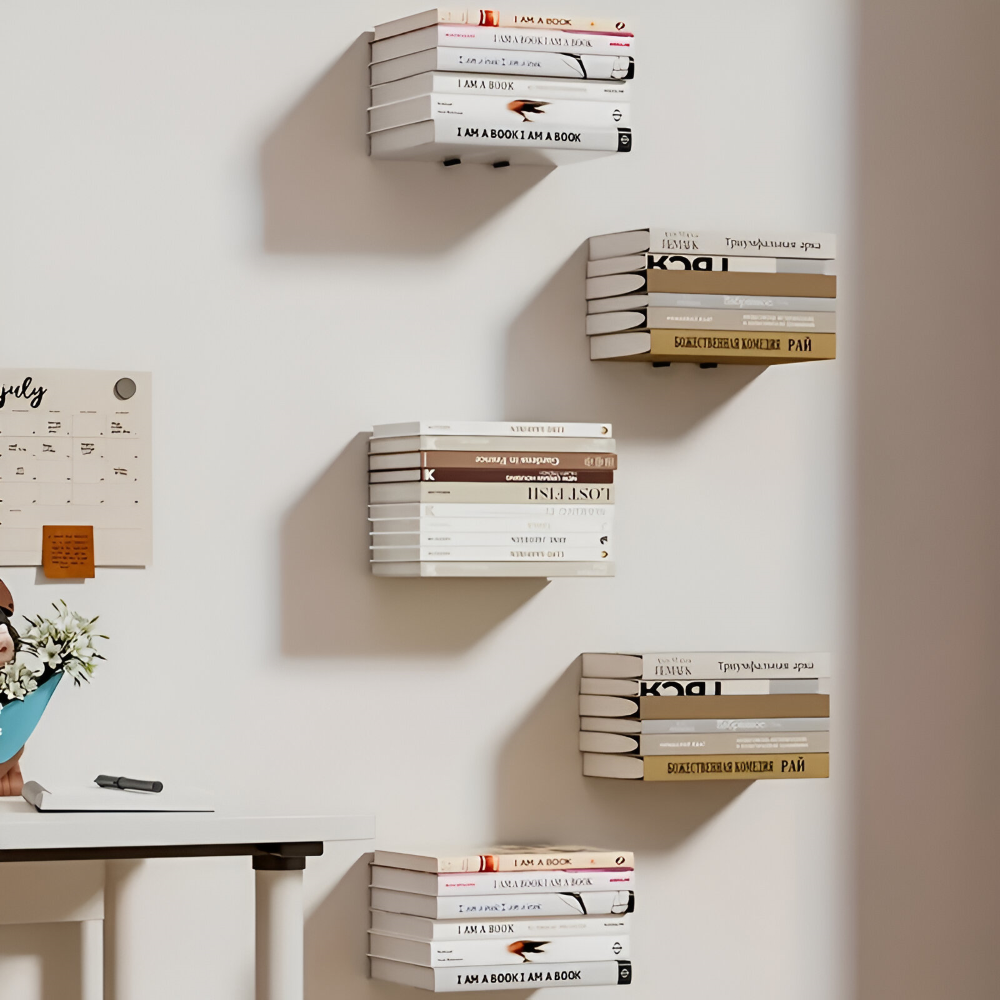 Unsichtbares Schweberegal – Bücher schweben frei an der Wand – 2er-Set
