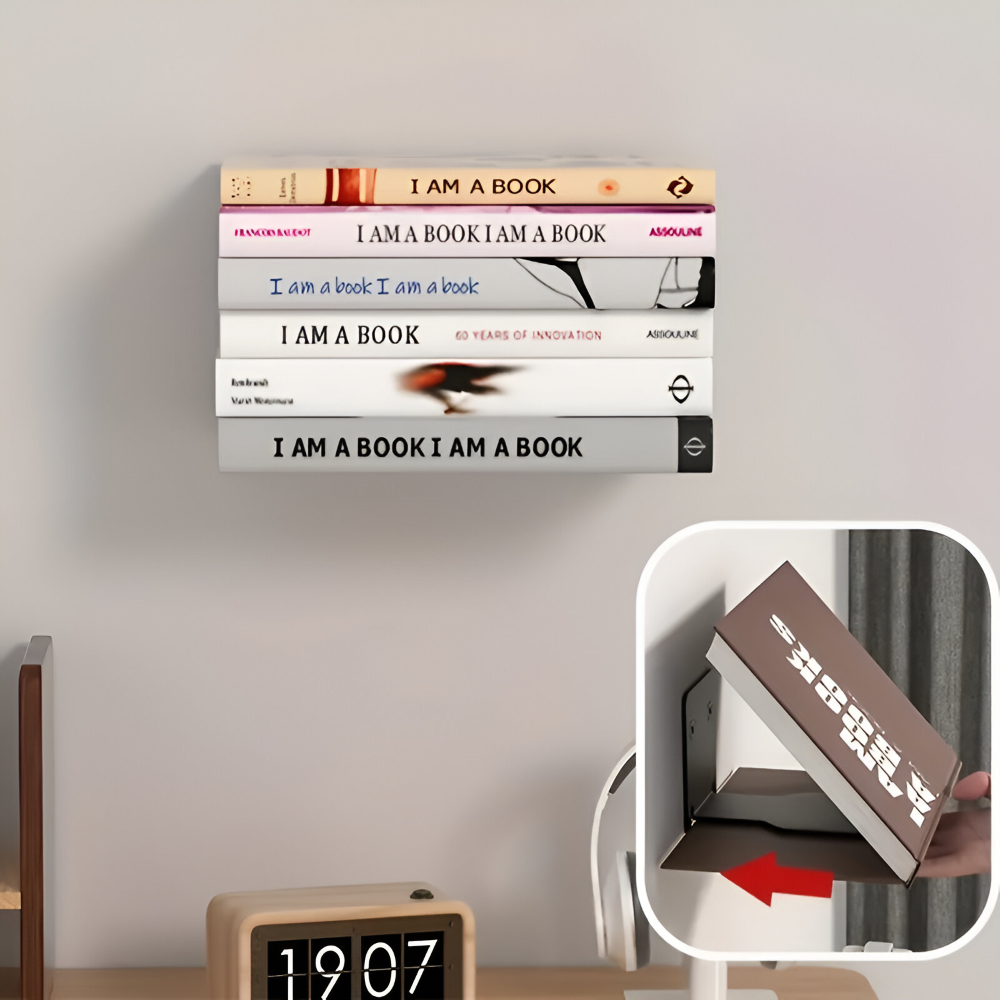 Unsichtbares Schweberegal – Bücher schweben frei an der Wand – 2er-Set