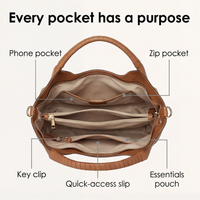 Weiche Leder-Hobo-Tasche mit mehreren Fächern