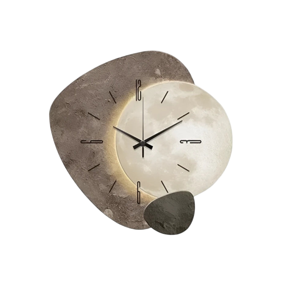 Mond-Wanduhr Minimalistisch – Beige & Gold