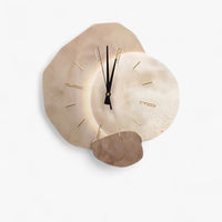 Mond-Wanduhr Minimalistisch – Beige & Gold