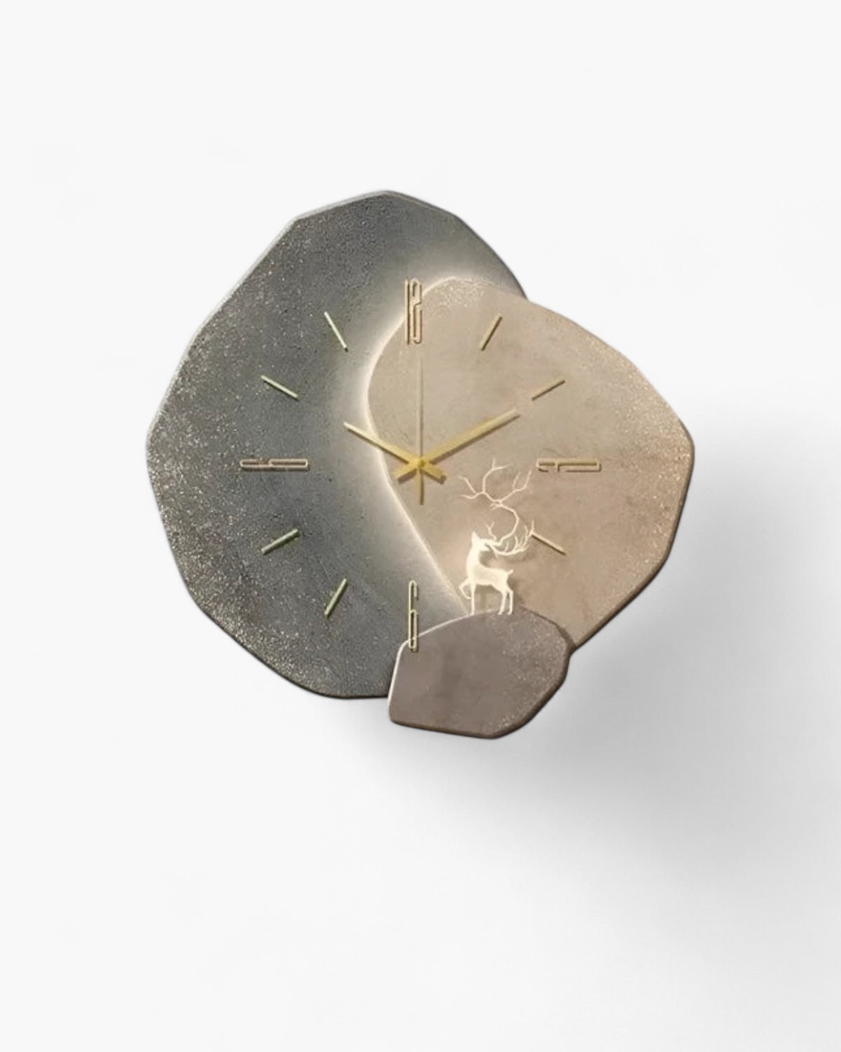 Mond-Wanduhr Minimalistisch – Beige & Gold