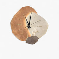 Mond-Wanduhr Minimalistisch – Beige & Gold