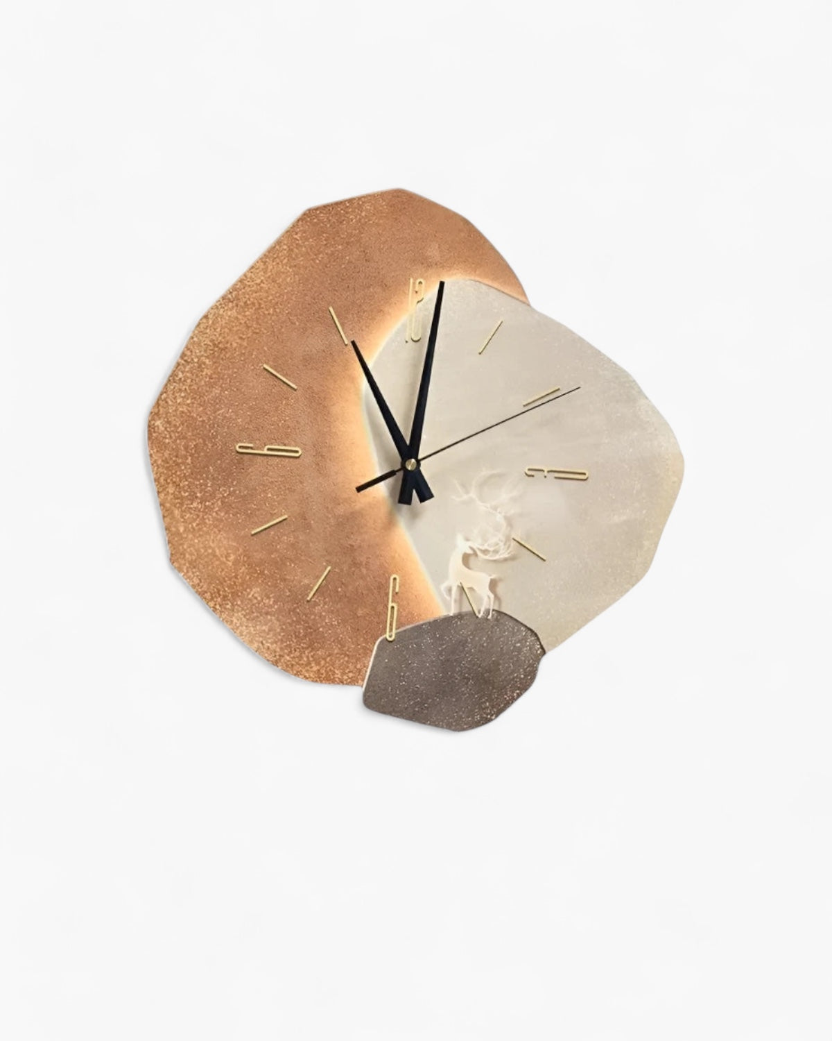 Mond-Wanduhr Minimalistisch – Beige & Gold