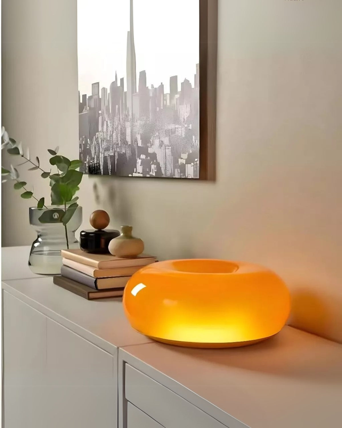 Runde Tischlampe in Donutform mit Sanftem LED-Licht