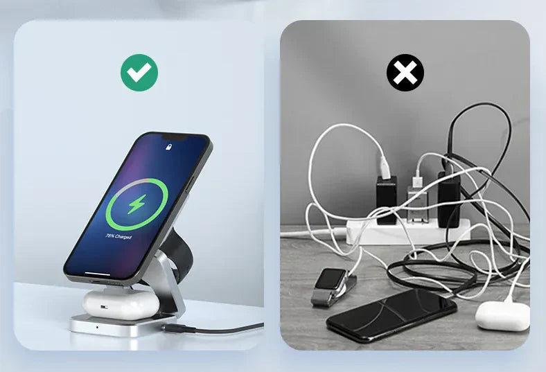 3-in-1 Drahtlose Ladestation – Smartphone, Smartwatch und Earbuds
