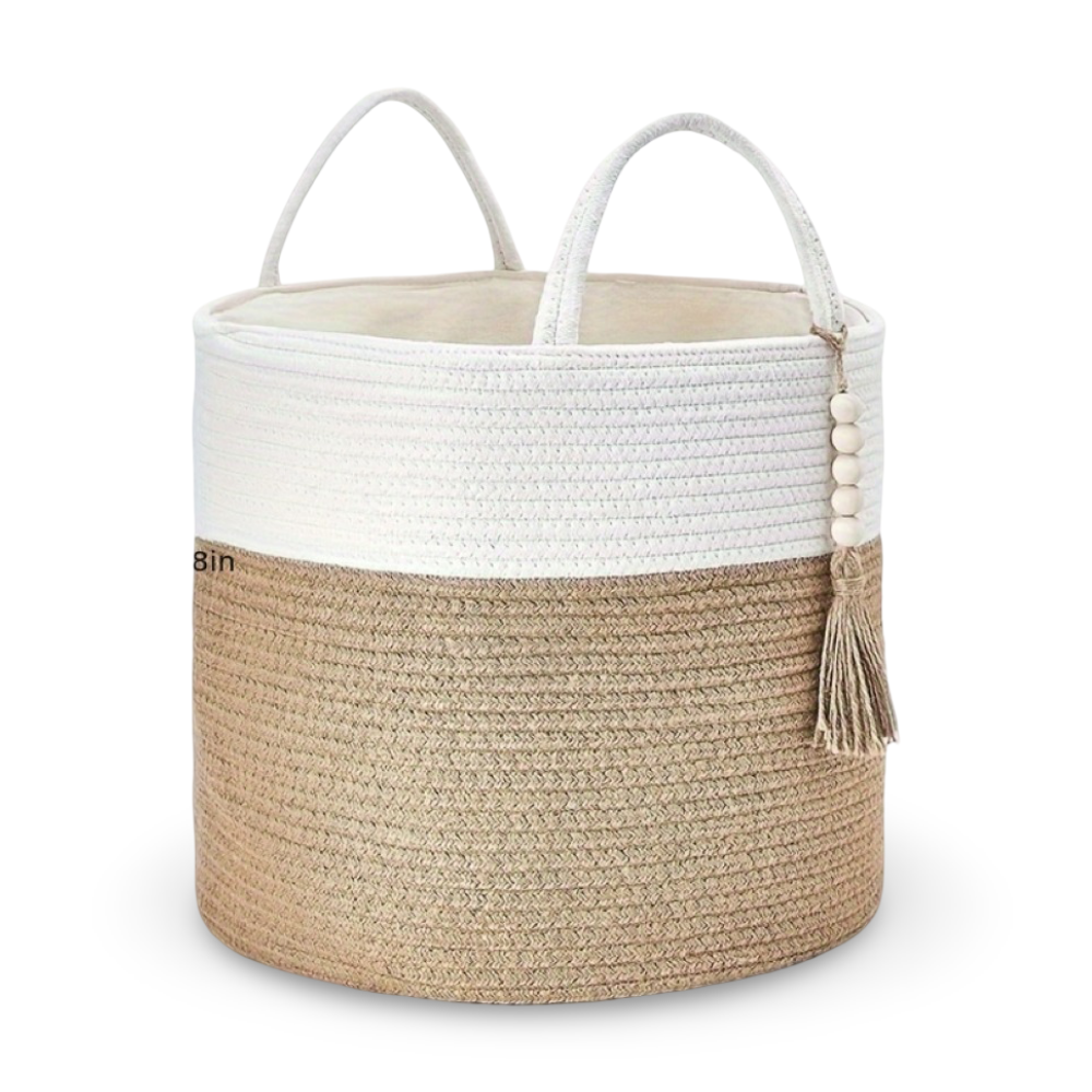 Baumwoll-Aufbewahrungskorb mit Griffen – Elegantes Boho-Design