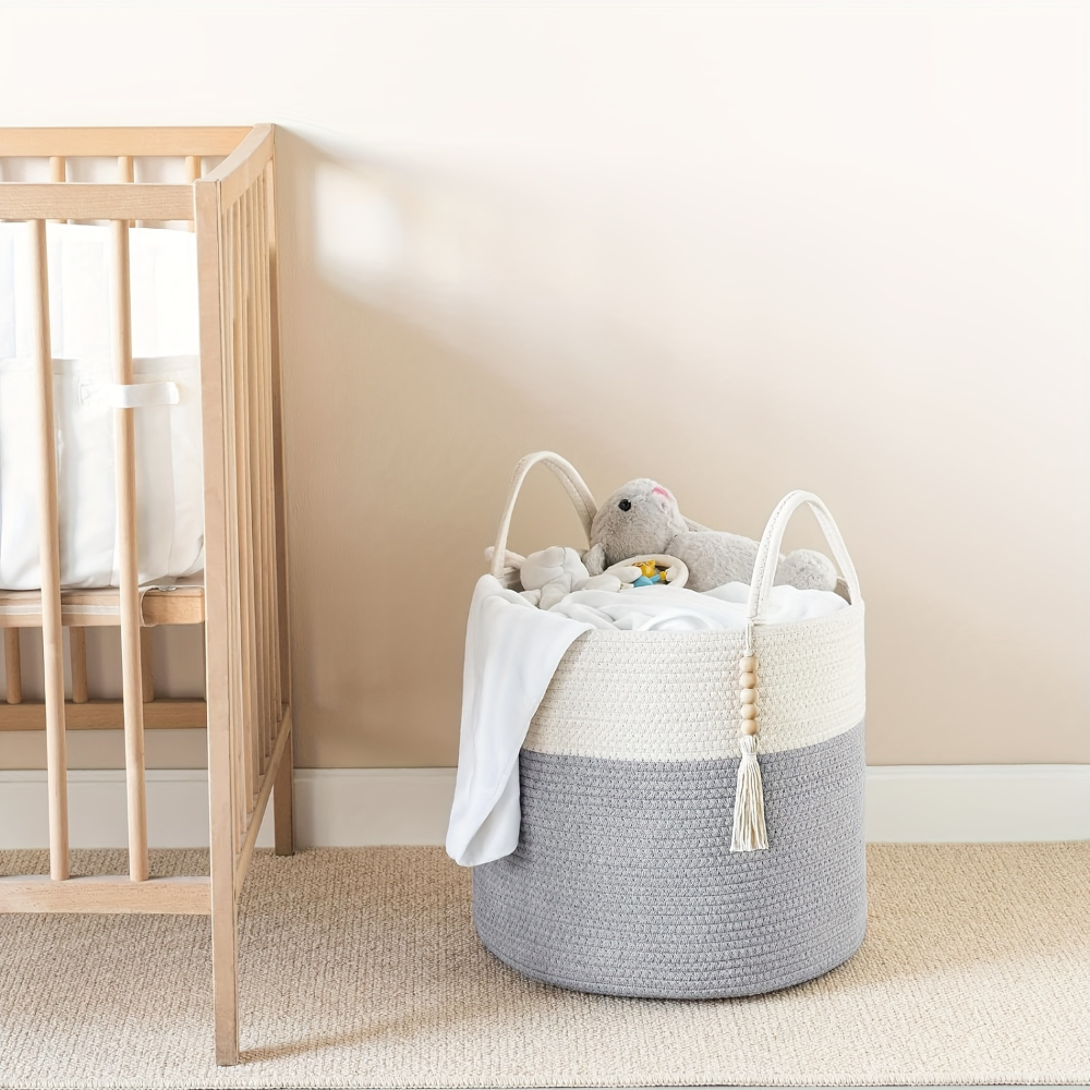 Baumwoll-Aufbewahrungskorb mit Griffen – Elegantes Boho-Design