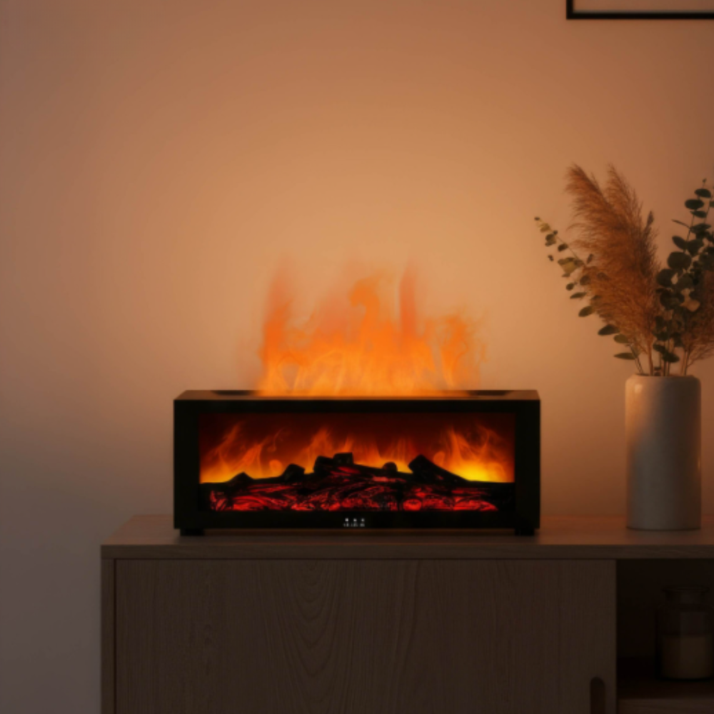 Mini-Elektrokamin mit realistischem Flammeneffekt – Plug & Play (2 stück)