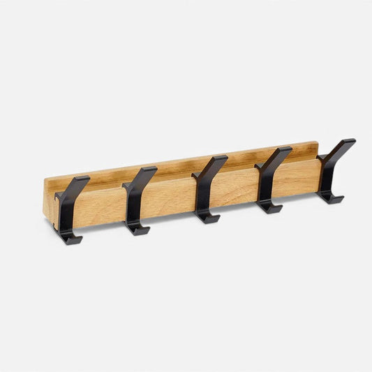 Wandgarderobe mit 5 Doppelhaken – Holz und Metall