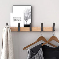 Wandgarderobe mit 5 Doppelhaken – Holz und Metall