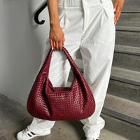 Geflochtene Leder-Hobo-Bag mit Reißverschluss