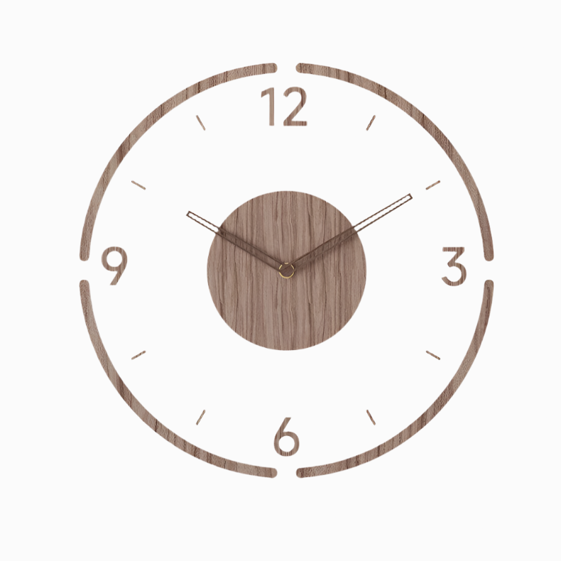 Skandinavische Wanduhr aus Buchenholz & Glas – Geräuschlos, 30 cm