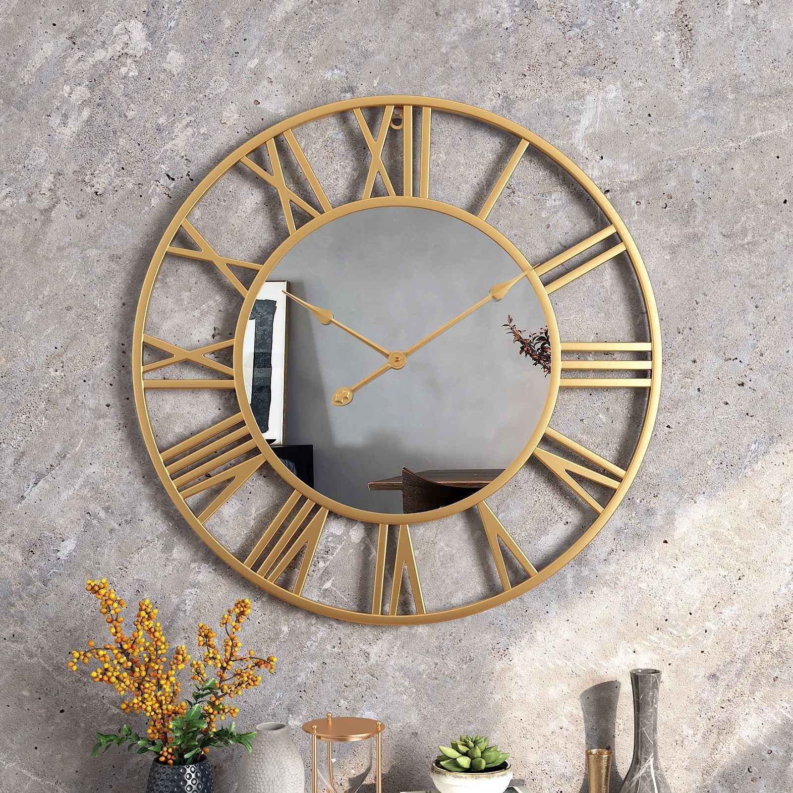 Vintage Wanduhr mit Spiegel