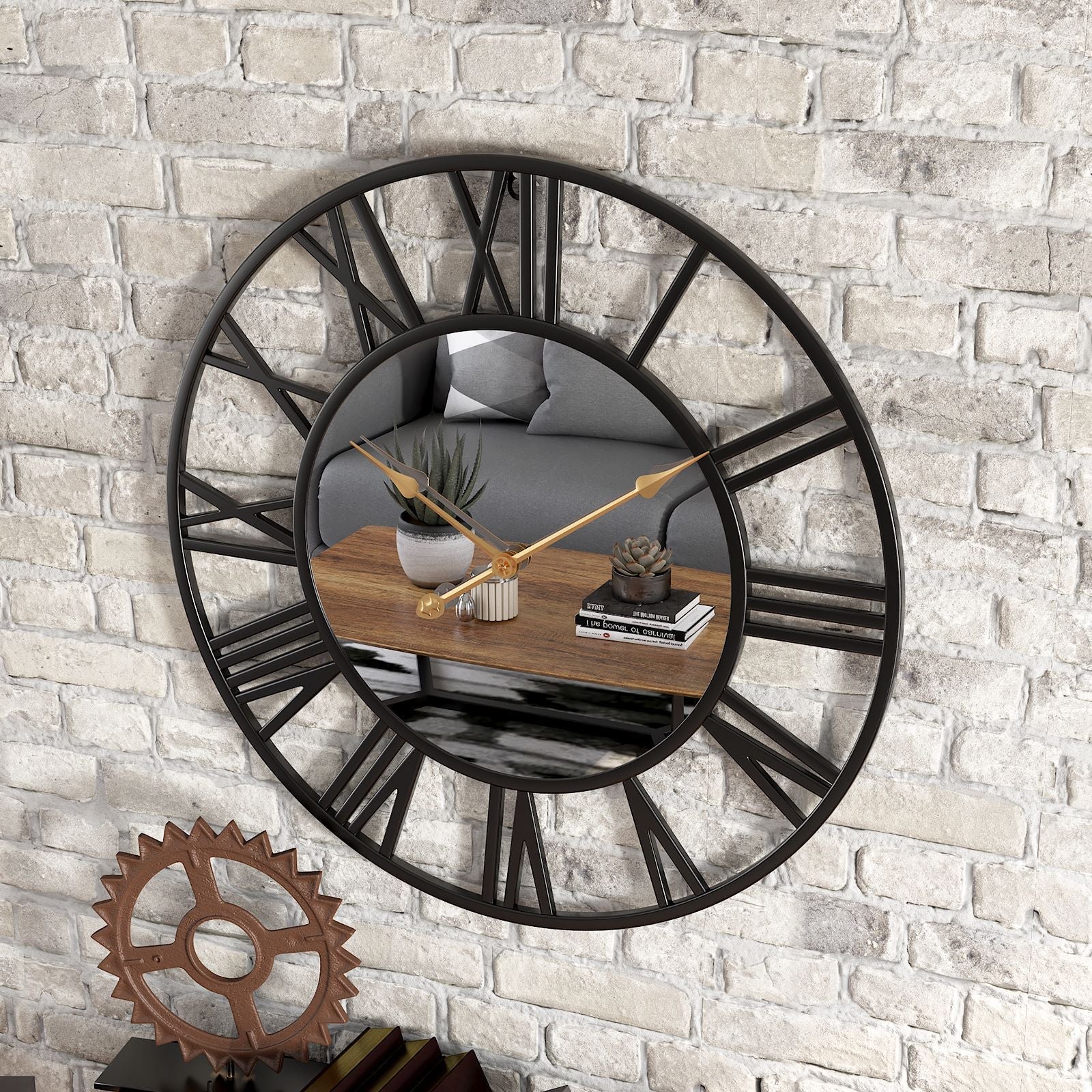 Vintage Wanduhr mit Spiegel